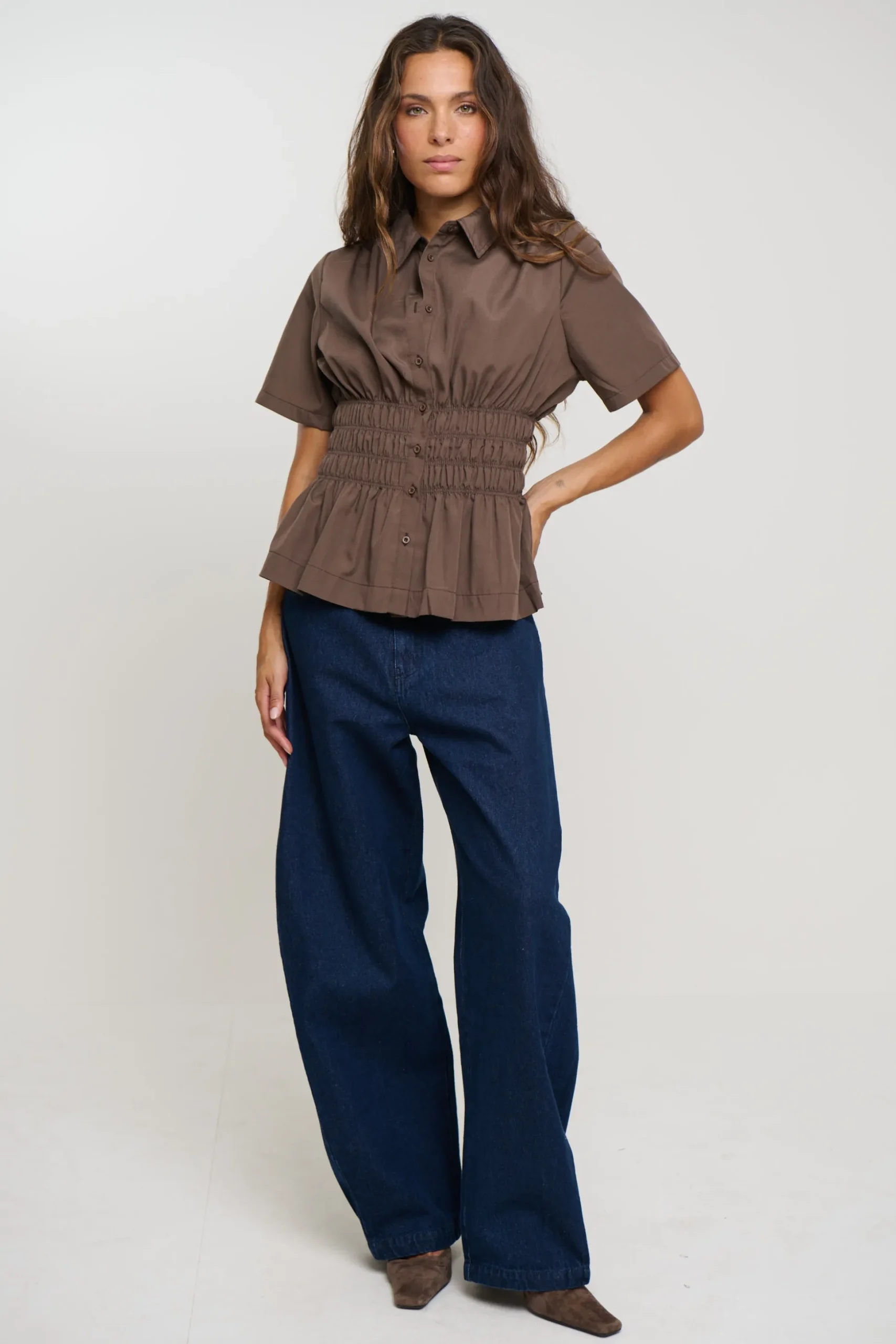 Brooke Short Sleeve Shirt Chocolate