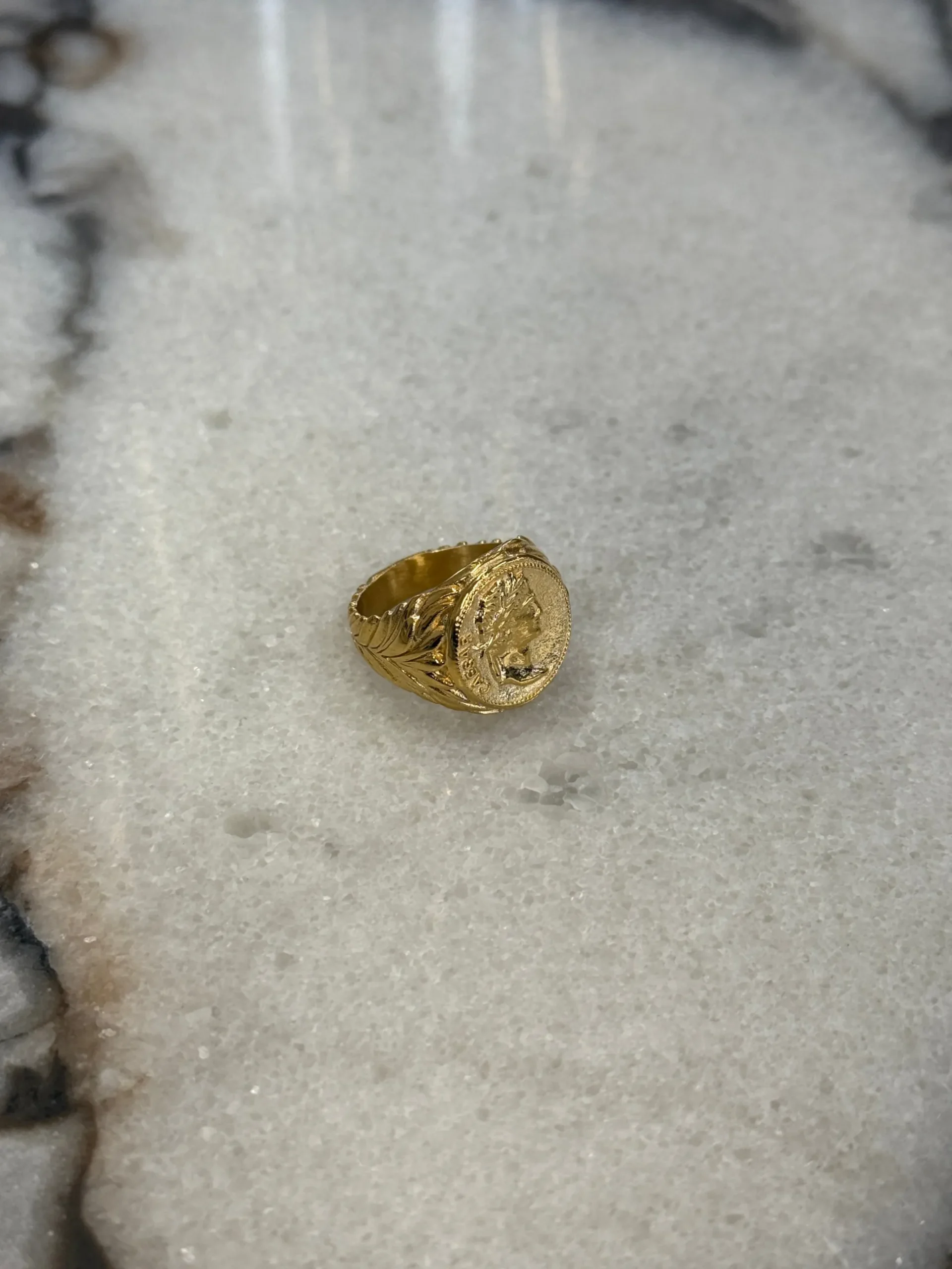 Coin Signet Ring Gold