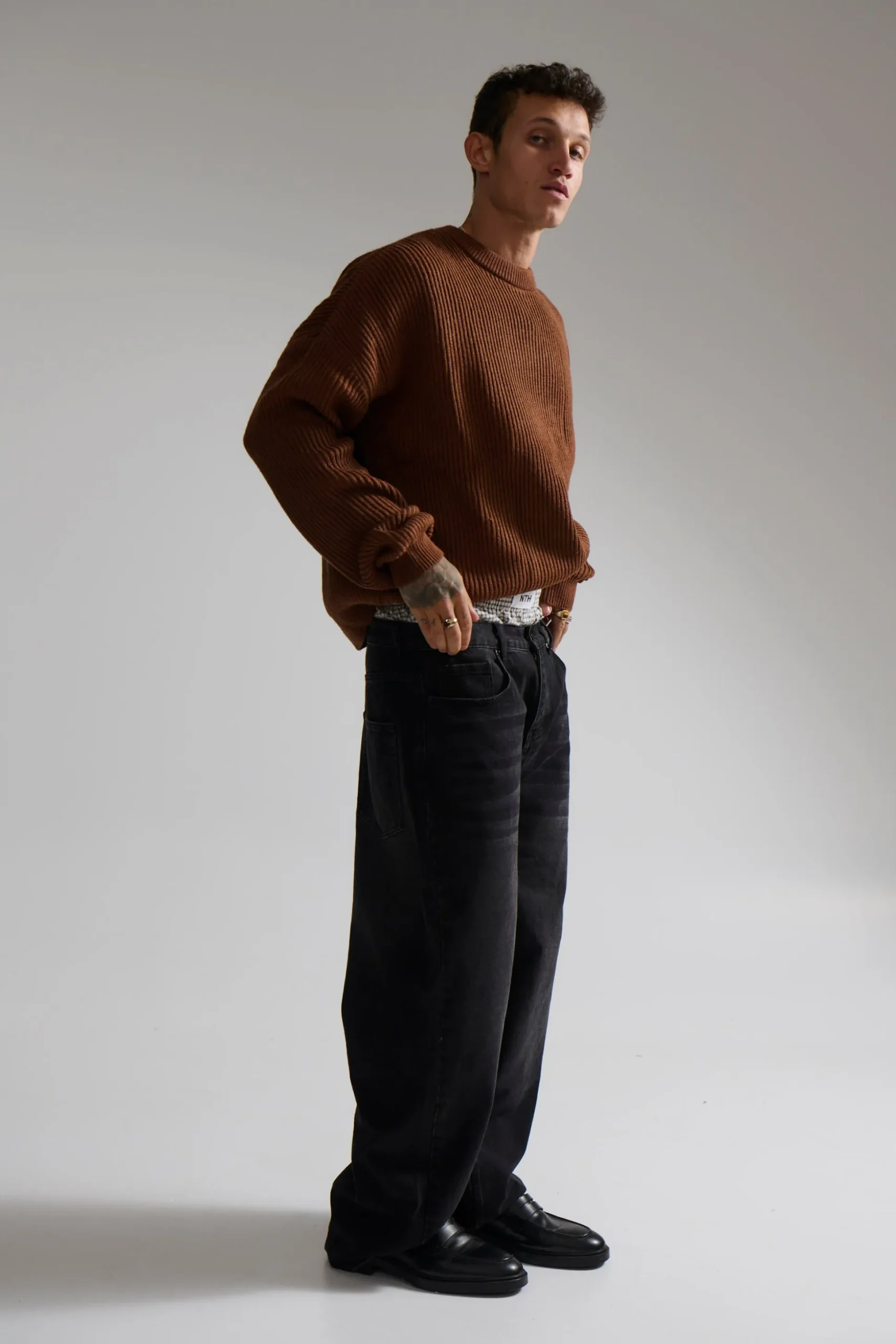 Drop Sleeve Heavy Knit Choc