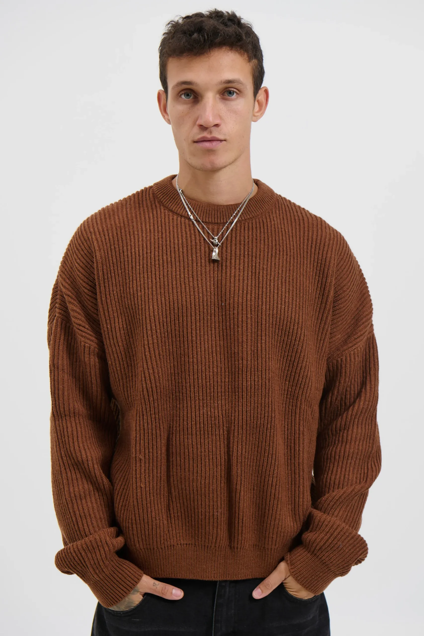 Drop Sleeve Heavy Knit Choc