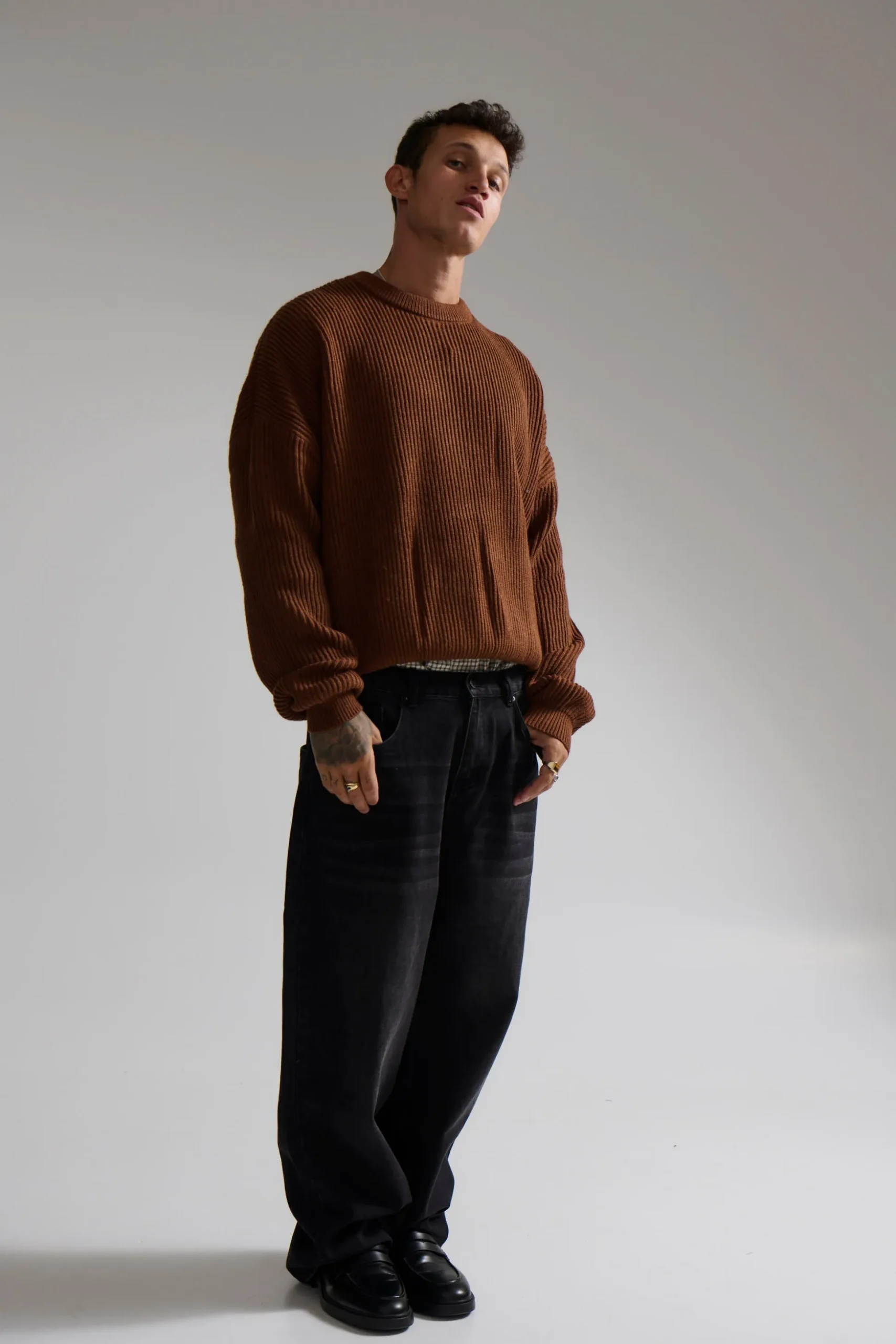 Drop Sleeve Heavy Knit Choc