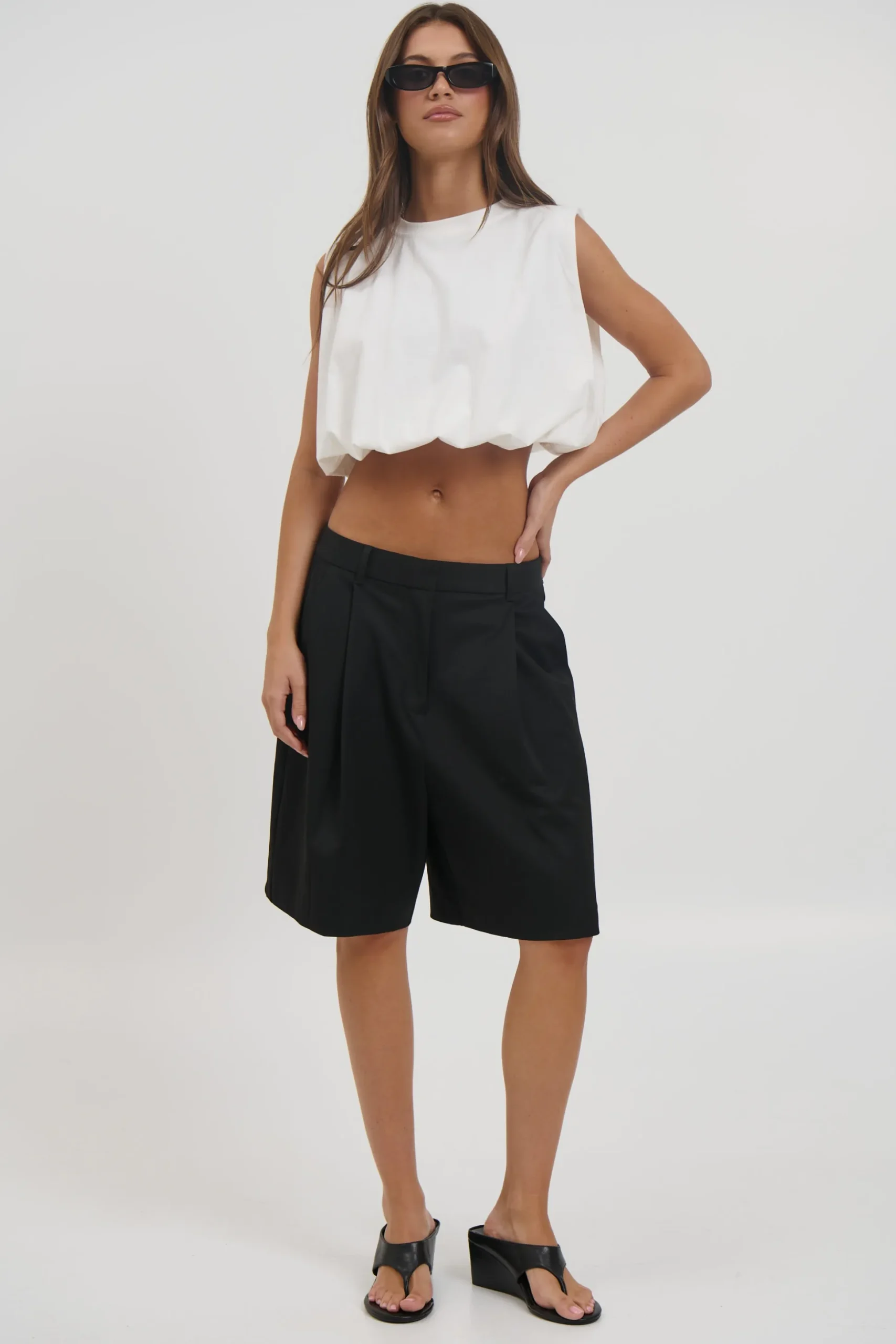 Emily Bubble Hem Top White