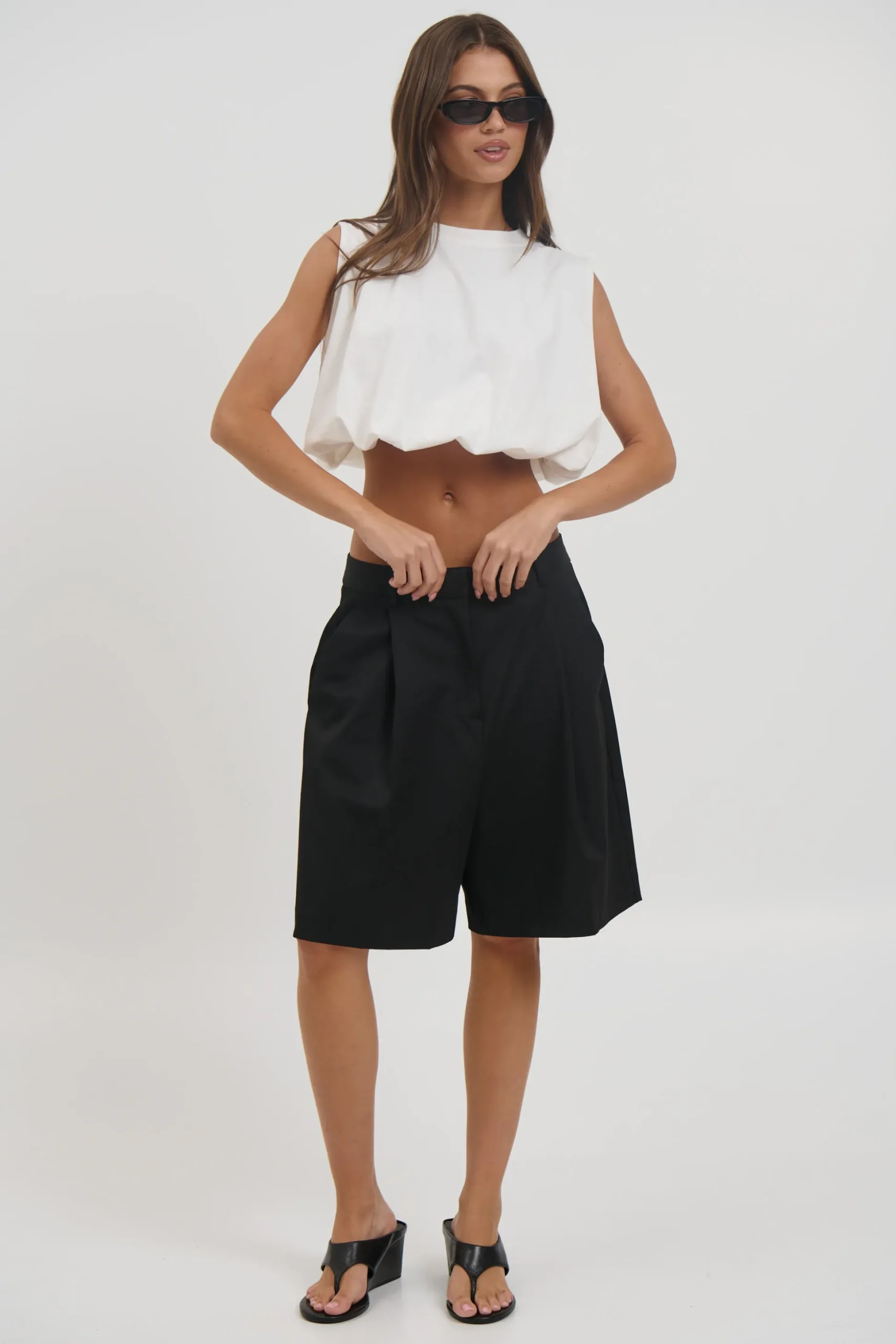 Emily Bubble Hem Top White