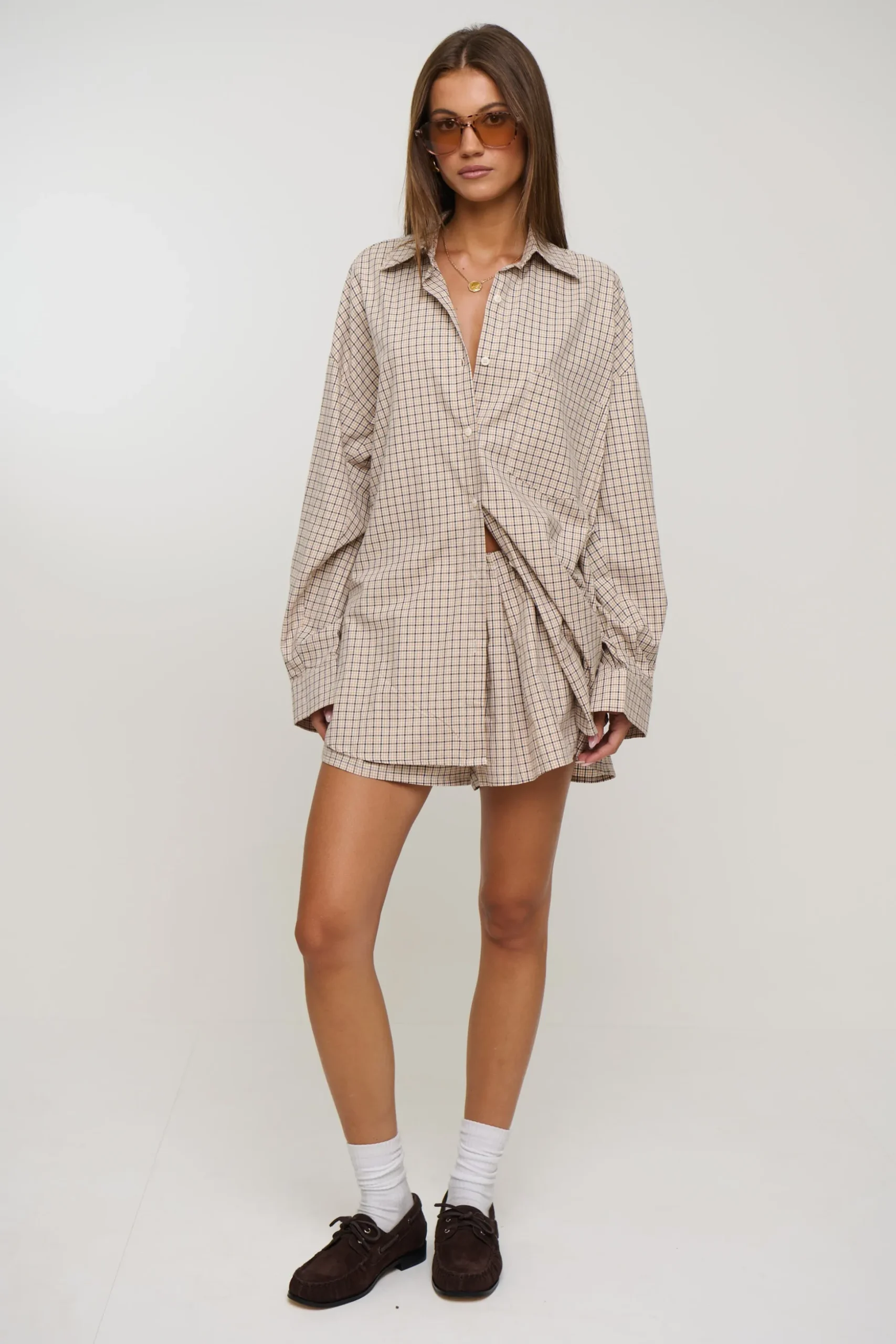 Emina Check Shirt Beige