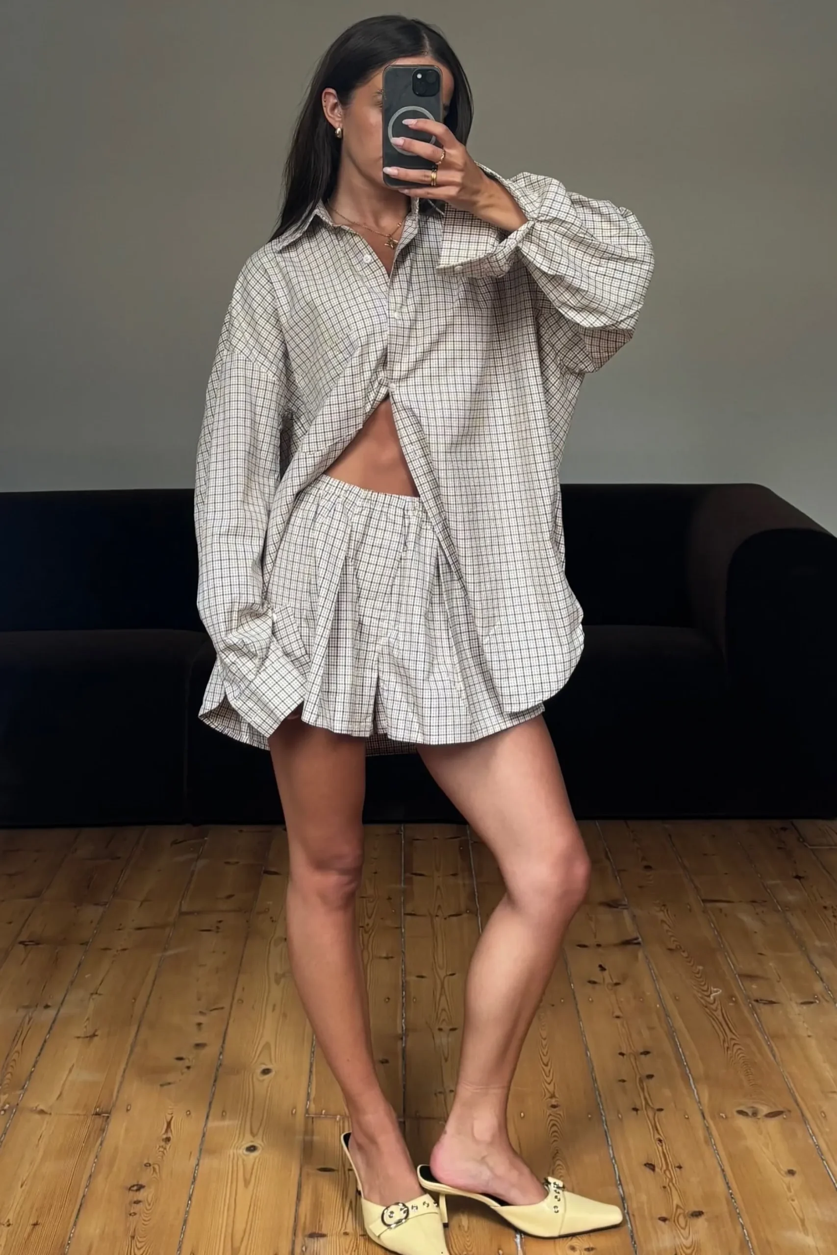 Emina Check Shirt Beige