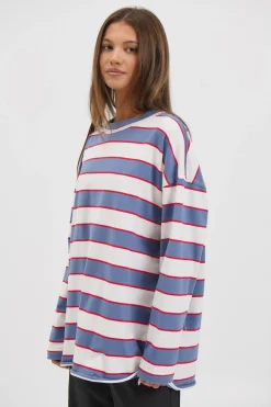 Horizon Long Sleeve Dusty Blue Stripe