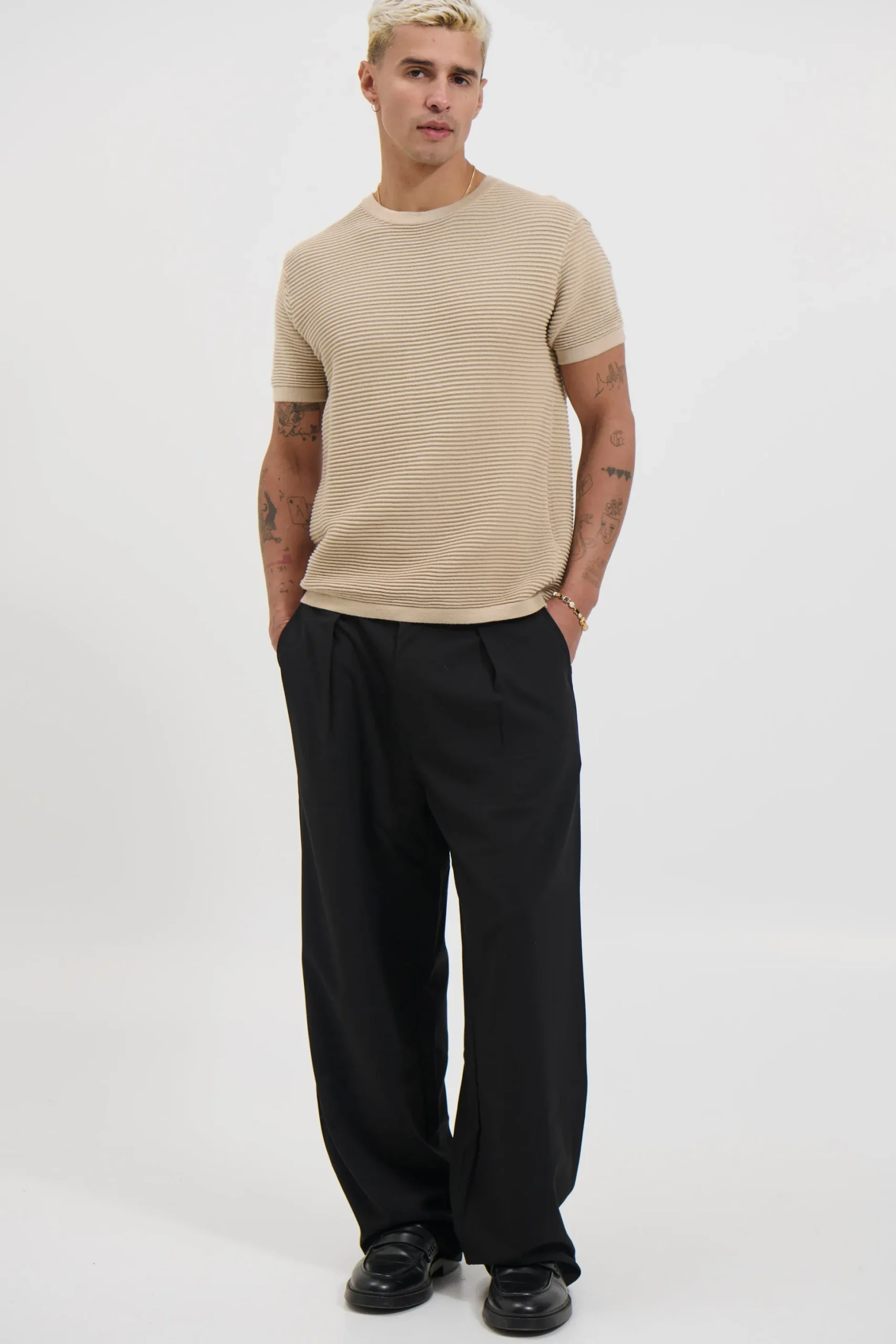 Horizontal Rib Knit Tee Oat