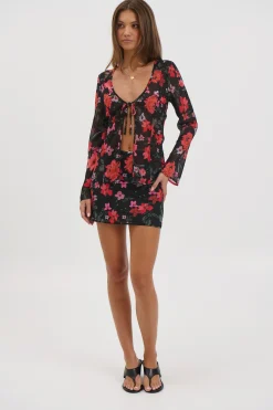 Ingrid Mini Skirt Black Floral