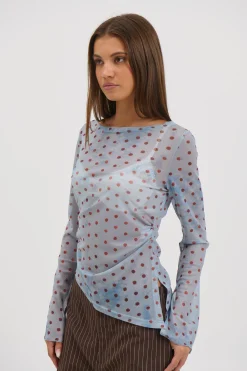 Lina Sheer Top Blue