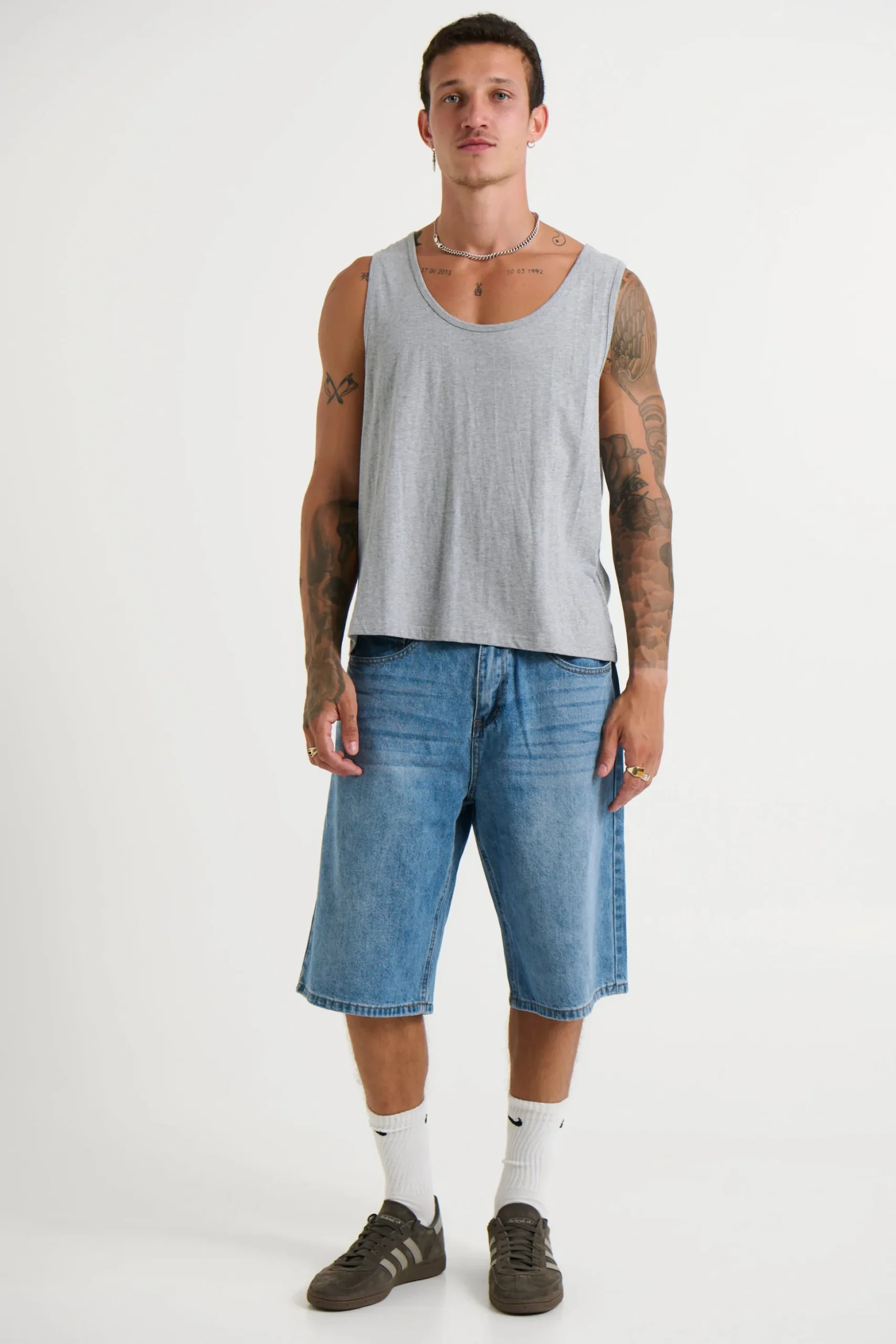Richie Loose Crop Tank Grey