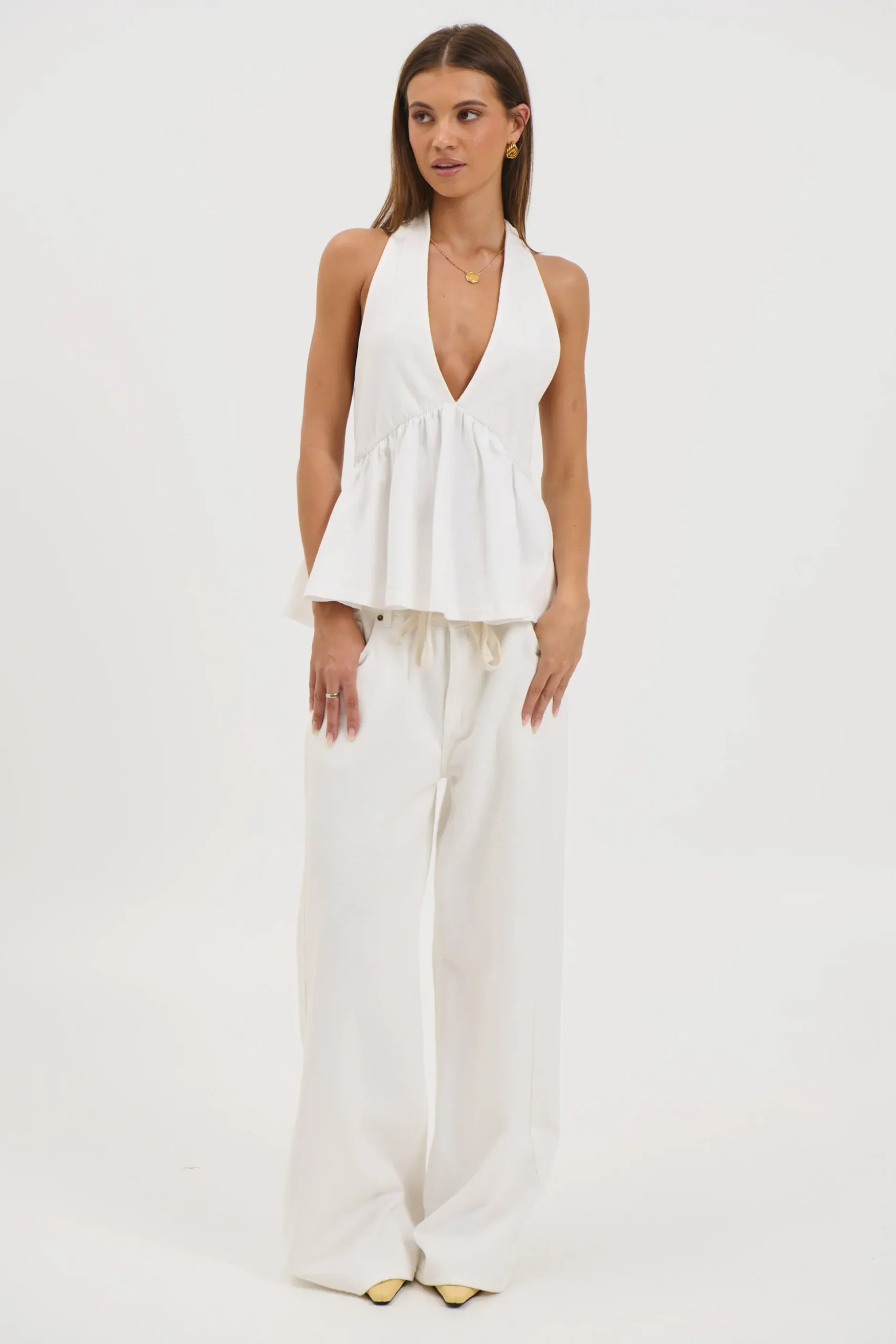 Saniya Halter Top White