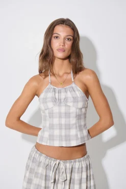 Sweet Escape Maxi Skirt Smoke Plaid